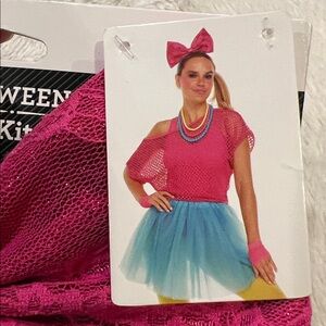 Totally 80's kit Halloween Costume 6 pc headband, necklaces gloves